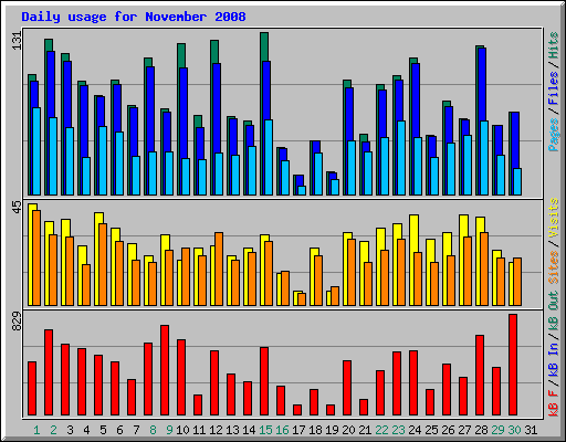 Daily usage for November 2008