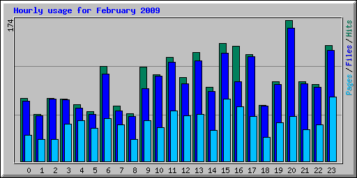 Hourly usage for February 2009