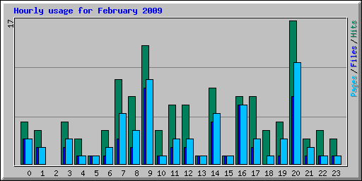 Hourly usage for February 2009