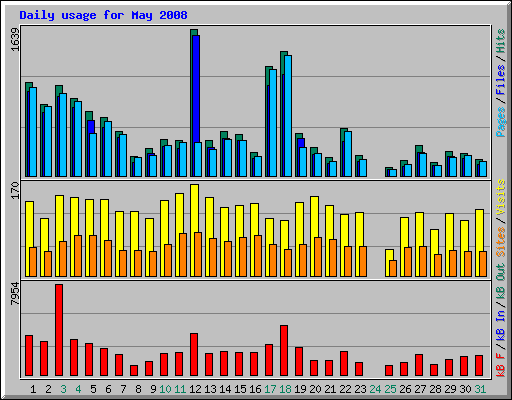 Daily usage for May 2008