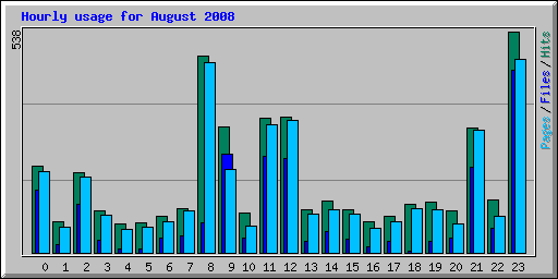 Hourly usage for August 2008