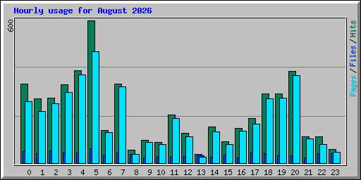 Hourly usage for August 2026